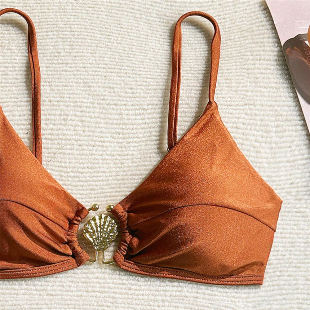 Metal Shell Ring Swimwear Sexy - огляд і ціна Swimsuit Bikini Ruched