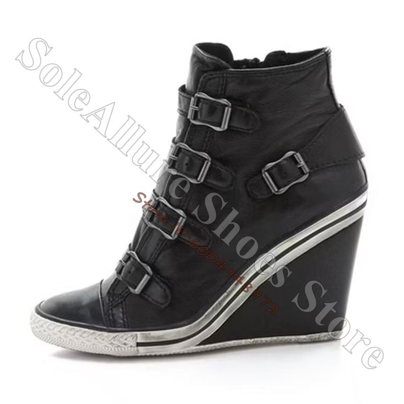 Grey Multi Buckle High Top Wed - огляд і ціна Wedge Espadrille Women